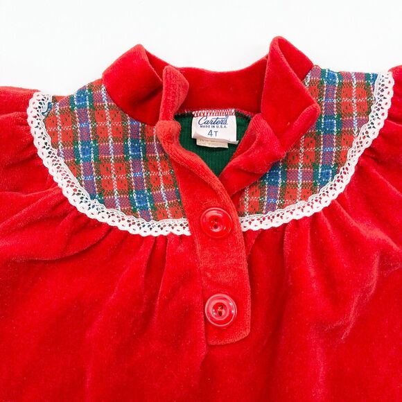 VTG Carters Toddler Size 4T Christmas Top Velour Holiday‎ Made IN USA Festive - Picture 4 of 8